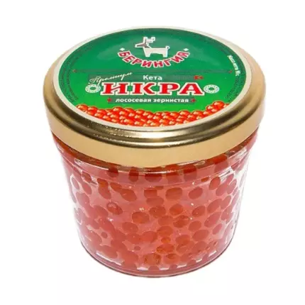 Икра "БЕРИНГИЯ" Лососевая зерн. Кета 90 гр. ст/б.